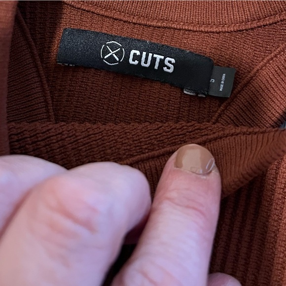 CUTS Women’s Ribbed Cropped Tank Top – Rust Brown – Size S - Picture 7 of 9